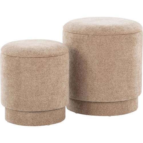 Marla Upholstered Ottoman Set in Brown Fabric